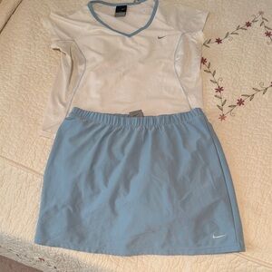 Nike White and Blue Dri-fit tennis Set